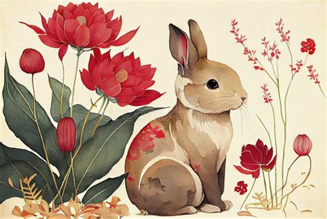 2023 year of rabbit zodiac stock illustration. Illustration of nature ...