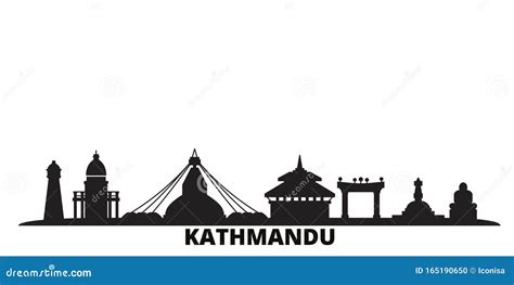 Nepal, Kathmandu City Skyline Isolated Vector Illustration. Nepal ...