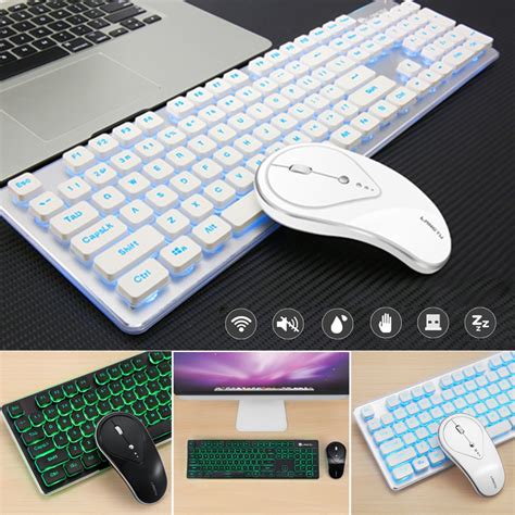 2.4G Wireless Keyboard and Mouse Combo,Backlit Glowing Keyboard Silent ...