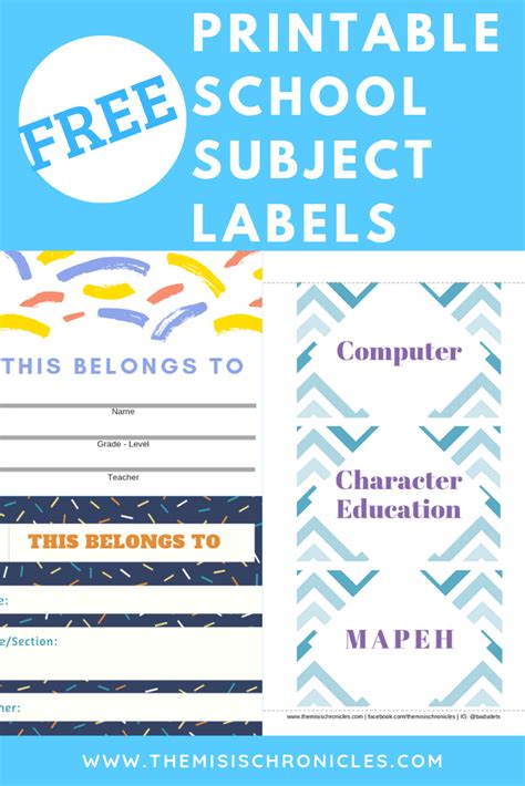 Free Printable School Subject Labels | Free school labels, Preschool ...