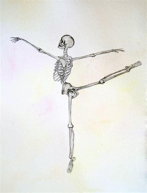 Ballet, ballerina skeleton, anatomy art, dance, watercolor painting ...