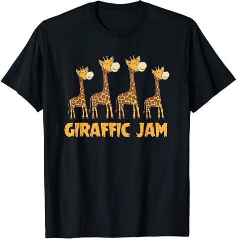 Giraffe Jam Funny Pun Cute Animal Design T-Shirt | T shirt, Shirts, T ...