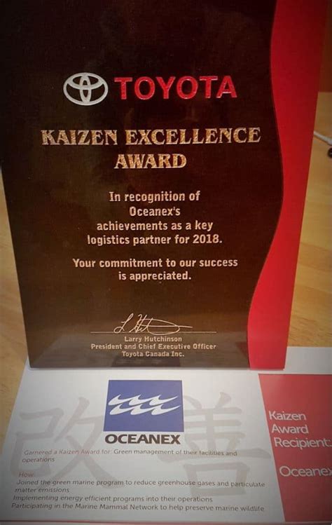 2018 Toyota Kaizen Excellence Award | Oceanex