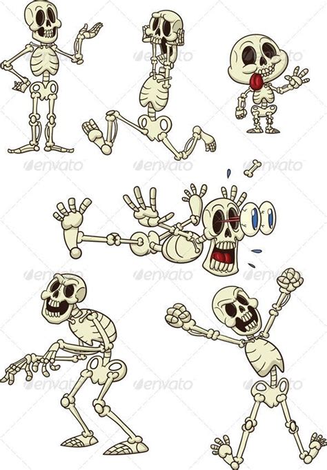 Cartoon Skeletons by memoangeles | GraphicRiver Cartoon Kunst, Cartoon ...