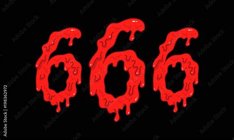 Cartoon illustration of the bloody numbers 666 on black background ...