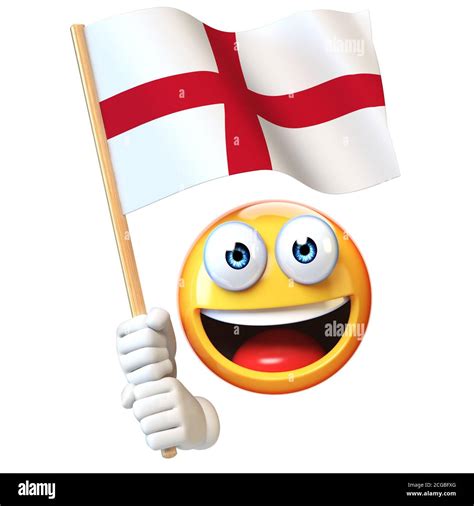 Emoji holding England flag, emoticon waving national flag of England 3d ...