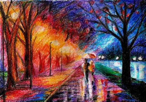 Crayon landscape | Art painting oil, Fine art painting oil, Canvas painting