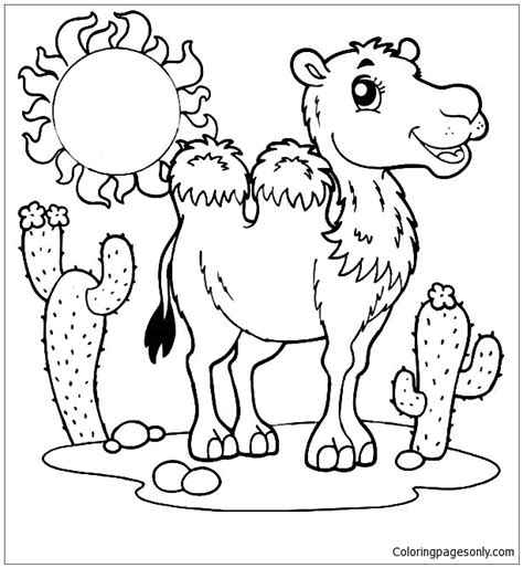 A Wild Desert Bactria Camel Coloring Page - Free Printable Coloring Pages