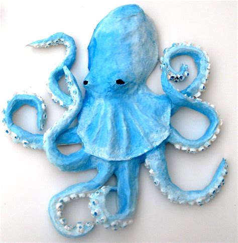 Reserved for Michelle Paper Mache Sculpture,hand Made Blue Octopus ...