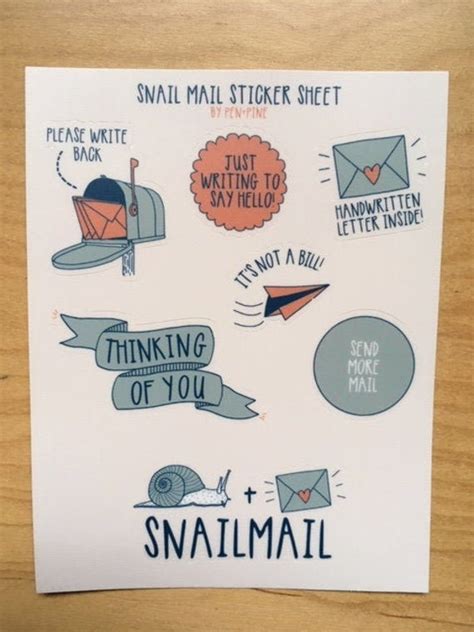 Snail Mail Sticker Sheet Vinyl Stickers Illustrated | Etsy