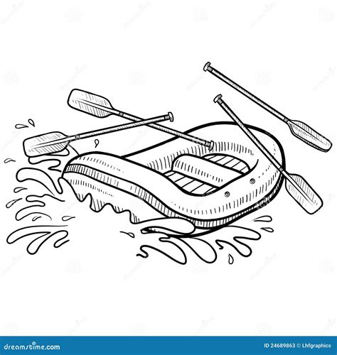 Whitewater Rafting Adventure Sketch Stock Vector - Illustration of ...