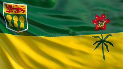 Saskatchewan Flag. Waving Flag of Saskatchewan Province, Canada Stock ...