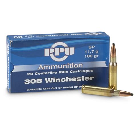 PPU, .308 Winchester, 180 Grain, SP, 20 Rounds - 648790, .308 ...