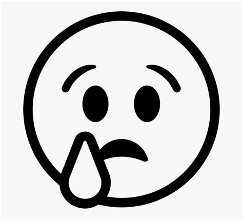 Emoji Sad Clipart Black And White, HD Png Download - kindpng