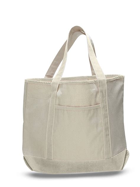 22" Spacious Durable Large Canvas Tote Bag w/Front Pocket Pool Beach ...