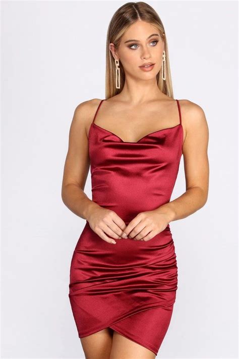 I’m Blushing Dress Red | Red satin dress, Red satin dress short, Red ...