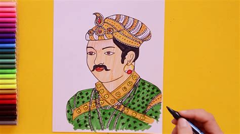 How to draw Akbar - Mughal Emperor - YouTube