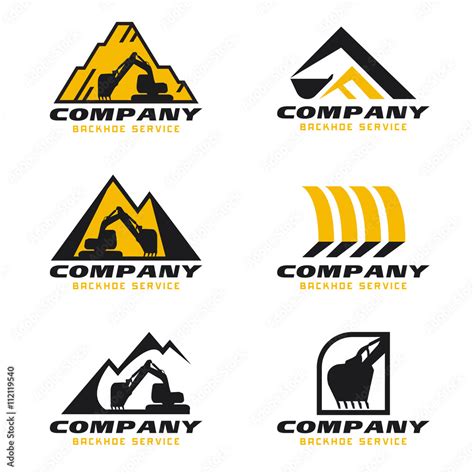 Yellow and black Backhoe service logo vector set design Stock Vector ...