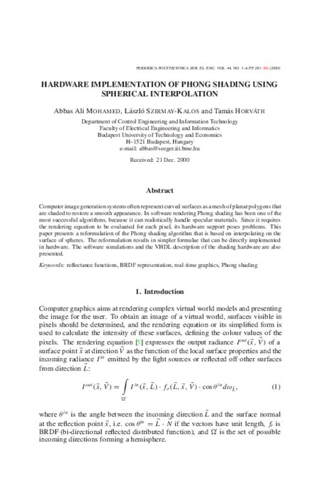 (PDF) Hardware implementation of phong shading using spherical ...