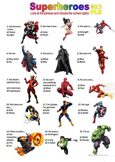 Describing superheroes - English ESL Worksheets for distance learning ...