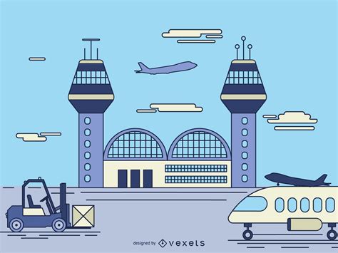 Airport Facility Cartoon Illustration Vector Download