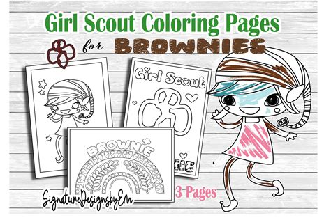 Brownie Coloring Pages Girl Scout Printable Coloring Sheet - Etsy