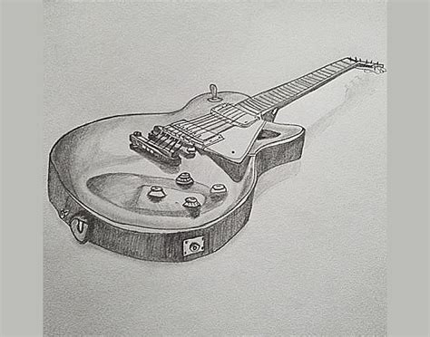 Vintage Guitar Drawing Realistic - Drawing Skill