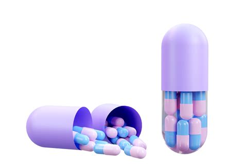 Pastel color Medicine Pills. Small pink and blue pills inside purple ...