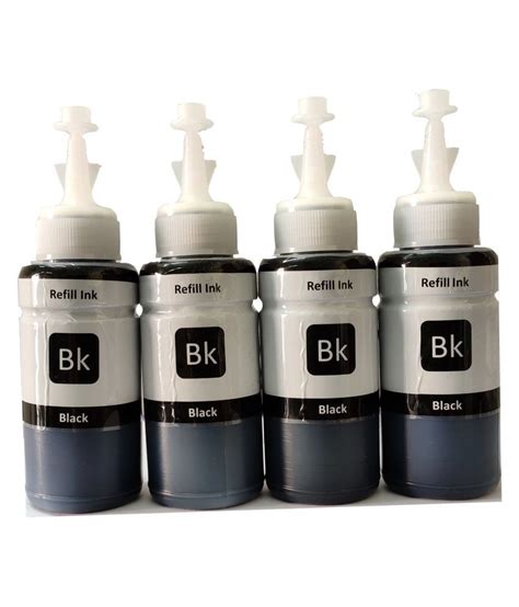 REFILL INK Epson T664 Printer Black Pack of 4 Ink bottle for Compatible ...