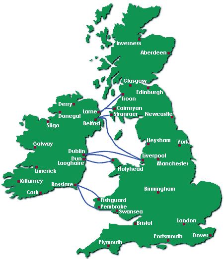 UK Ferry Routes Map