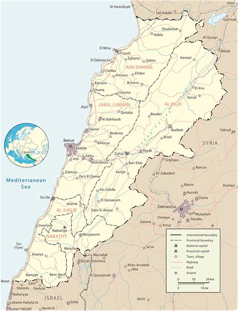 Lebanon - Geographical Maps of Lebanon