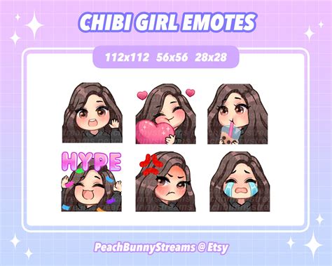 Chibi Girl Twitch Discord Emote Pack Gaming Streaming - Etsy Australia