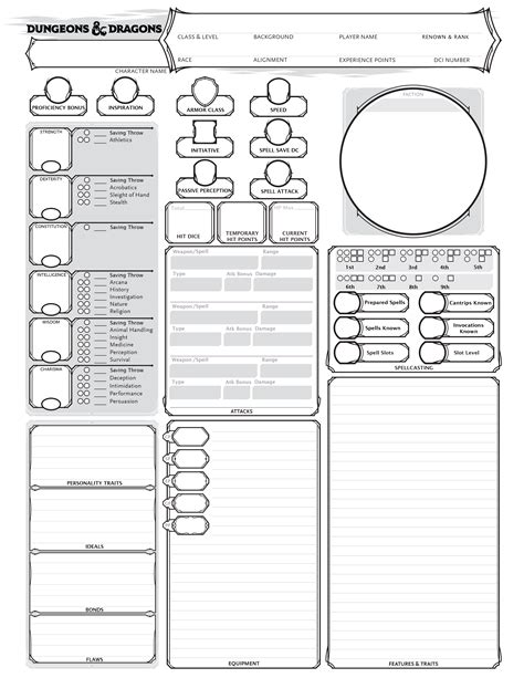 Printable D&d 5e Character Sheet