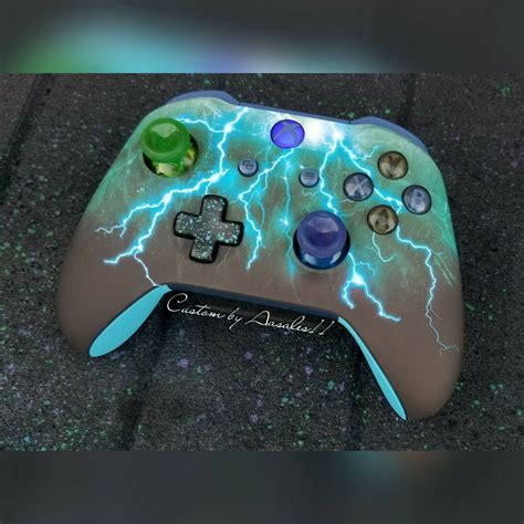 Xbox one s model 1708 wireless controller custom storm thunder blue led ...