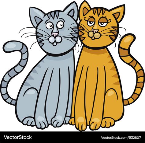 Cartoon of two cats in love Royalty Free Vector Image