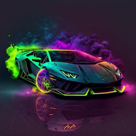 Abstract Neon Lamborghini Wall Art - Etsy UK