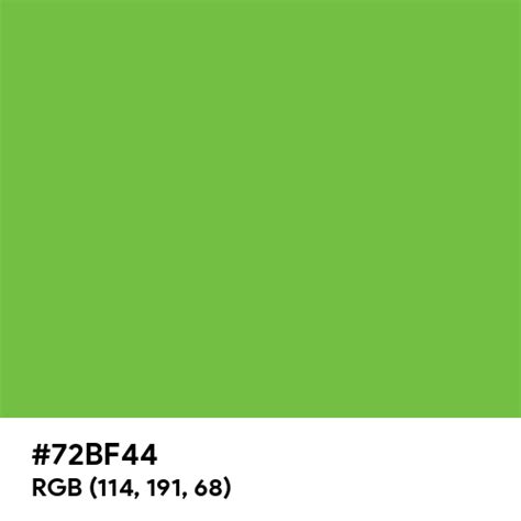 Neon Green CMYK color hex code is #72BF44