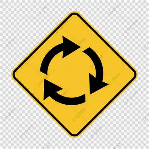 Roundabout Sign Vector Hd PNG Images, Roundabout Ahead Sign On ...