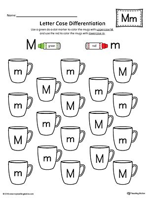 Letter Case Recognition Worksheet: Letter M | MyTeachingStation.com