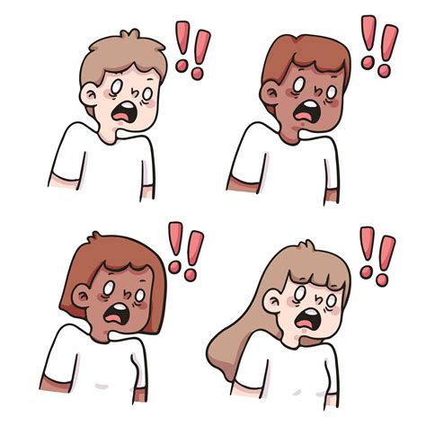 people shocked reaction set cute cartoon illustration 1893299 Vector ...