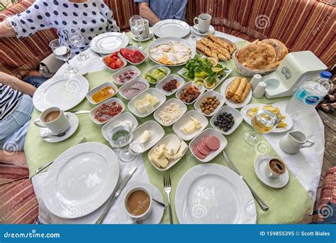 Typical Turkish Breakfast Platter Served on Table Stock Image - Image ...