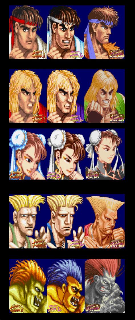 Street Fighter 2 character portrait Evolutions From WW to Turbo to ...