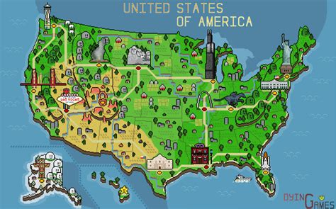 I made a retro pixel map of the USA! Tried to include some of the ...