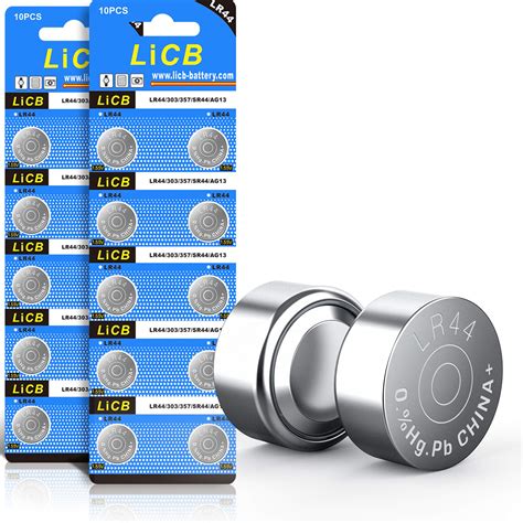 LiCB 20 Pack LR44 AG13 357 303 SR44 Battery 1.5V Button Coin Cell ...