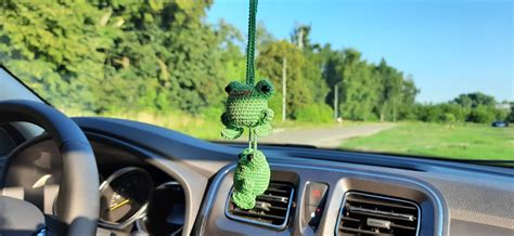 Frog car accessory Hanging crochet frog rear view mirror Car | Etsy