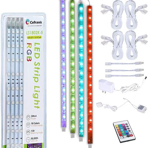 4X 16" Linkable RGB LED Light Bar Kit for Display Cabinet - Remote ...