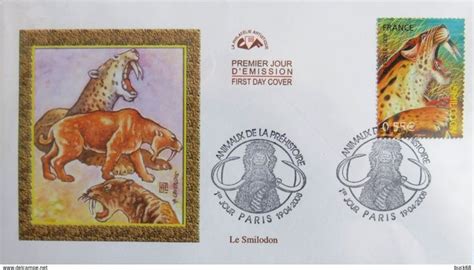 FRANCE 4175 à 4178 FDC X 4 Premier Jour Faune Préhistorique Smilodon ...