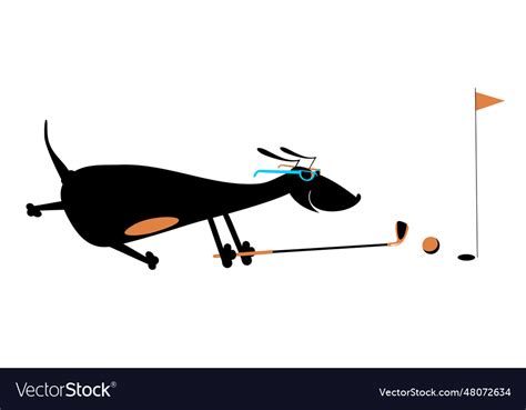 Dog on the golf course cartoon playing golf Vector Image