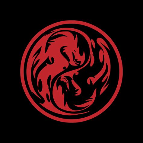 Black and Red Dragon Yin Yang bedroom canvas - TenStickers