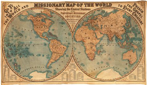 Mammoth 1878 Missionary Map of the World on cloth - Rare & Antique Maps